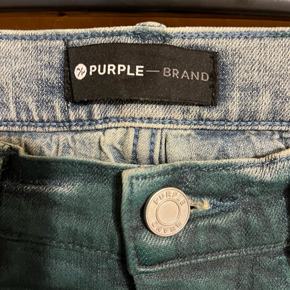 Purple brand coated diagonal light indigo/multicolor Men's Jeans with tags 30 - Picture 4 of 13